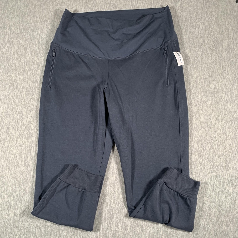 Old Navy Active Jogger Pants Womens XL Gray Maternity Dynamic Fleece Zip Pockets